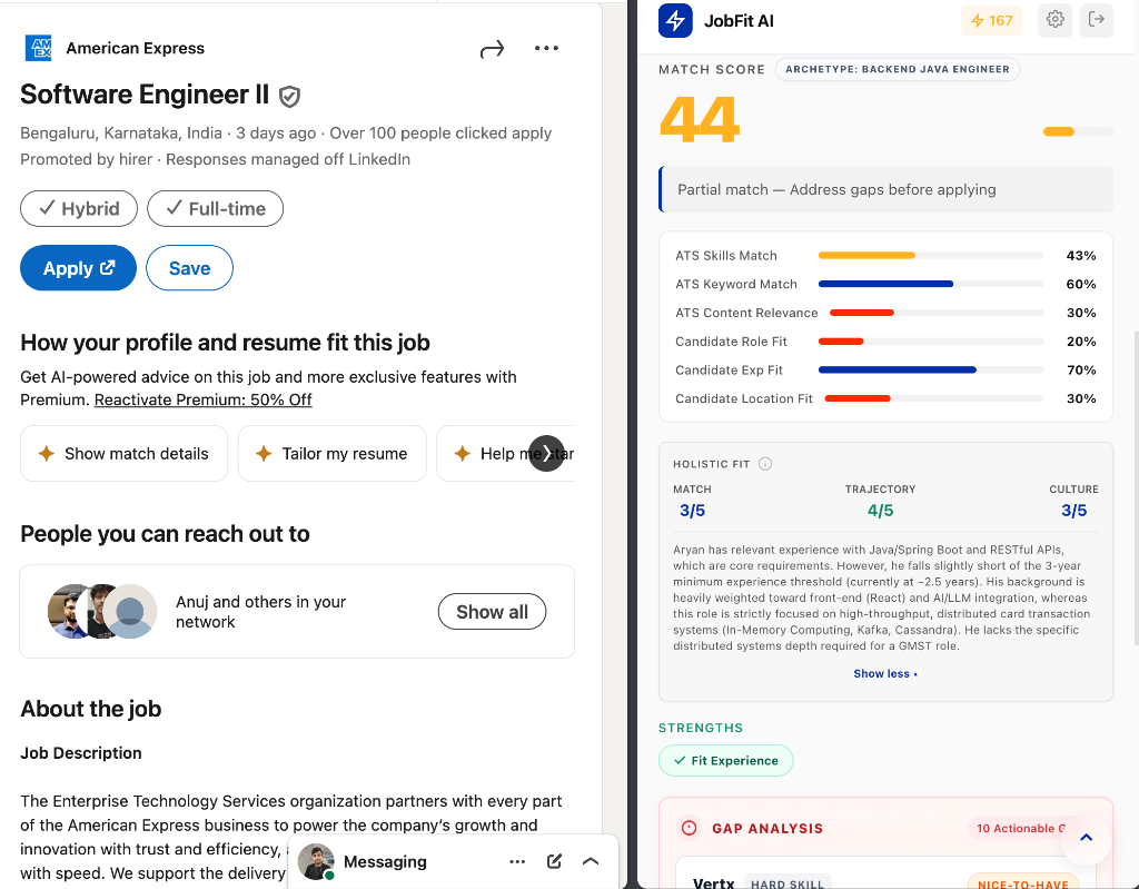 JobFit AI Extension in action